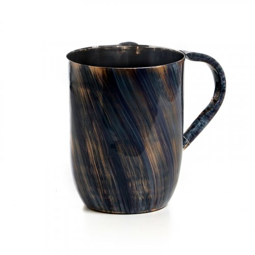 Stainless Steel Netilat Yadayim Wash Cup - Blue and Brown Streaks