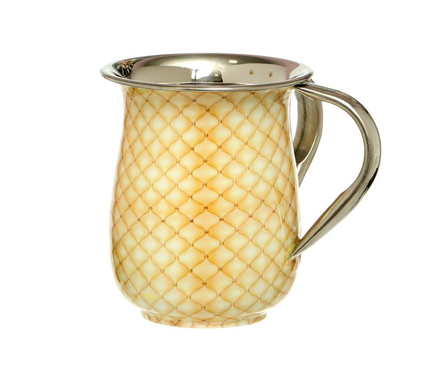 Stainless Steel Netilat Yadayim Wash Cup – Gold Diamond Design