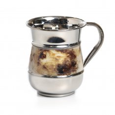 Stainless Steel Netilat Yadayim Wash Cup – Gold Marble Design