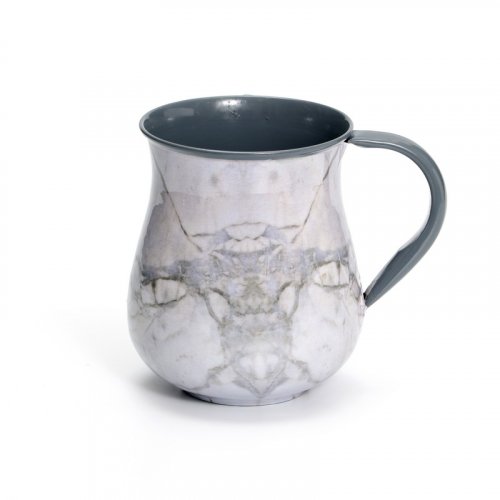 Stainless Steel Netilat Yadayim Wash Cup – White Marble Design