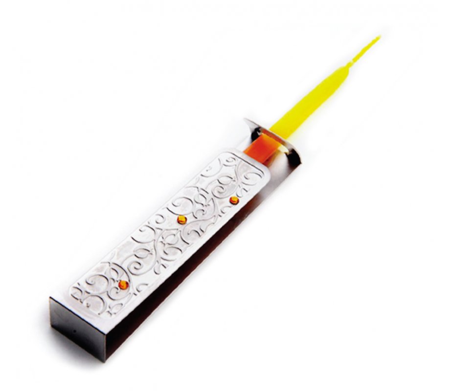 Stainless Steel Wand Menorah Lighter with Swirling Pomegranates - Dorit Judaica