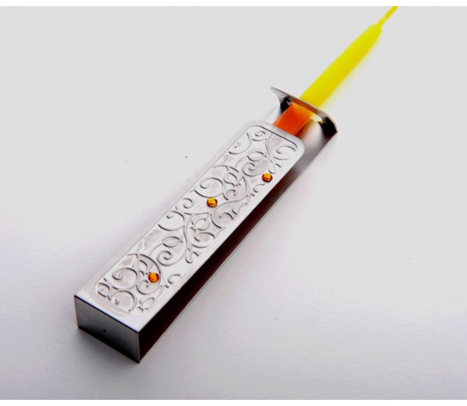 Stainless Steel Wand Menorah Lighter with Swirling Pomegranates - Dorit Judaica