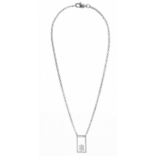 Stainless Steel Waterproof Necklace with Star of David in a Frame - Adi Sidler