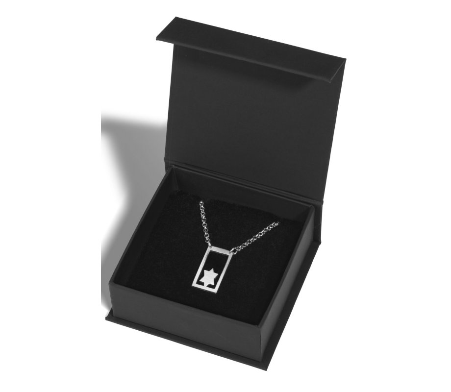 Stainless Steel Waterproof Necklace with Star of David in a Frame - Adi Sidler