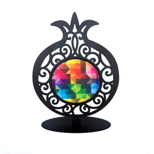 Stand-alone Shelf or Table Sculpture, Colorful Swirling Pomegranate - Iris Design