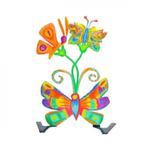 Standing Small Table Sculpture, Colorful Flower with Butterflies  Yair Emanuel