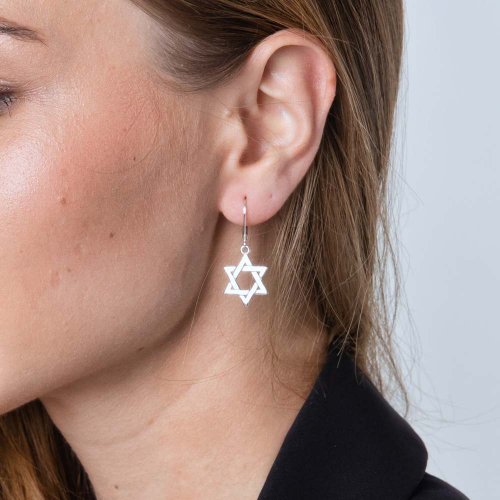 Star of David Dangle Earrings - Sterling Silver