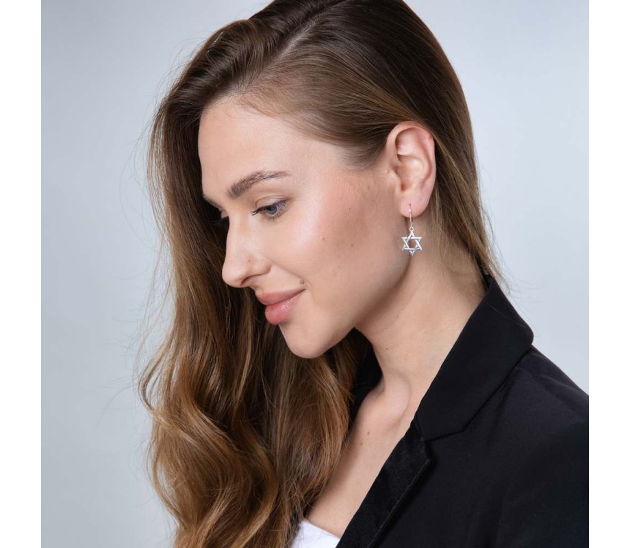 Star of David Dangle Earrings - Sterling Silver