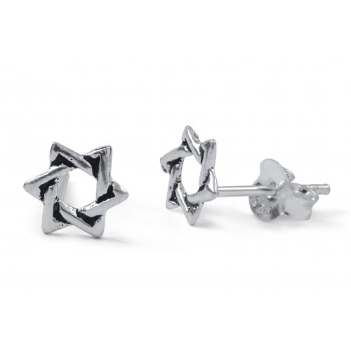 Star of David Design 925 Sterling Silver Stud Earrings