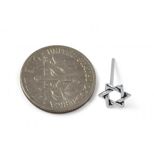 Star of David Design 925 Sterling Silver Stud Earrings