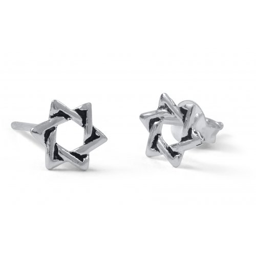 Star of David Design 925 Sterling Silver Stud Earrings