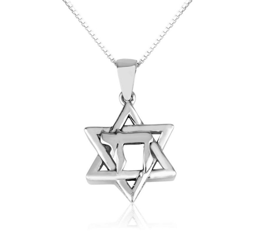 Star of David Pendant Enclosing CHAI Letters – Sterling Silver Necklace