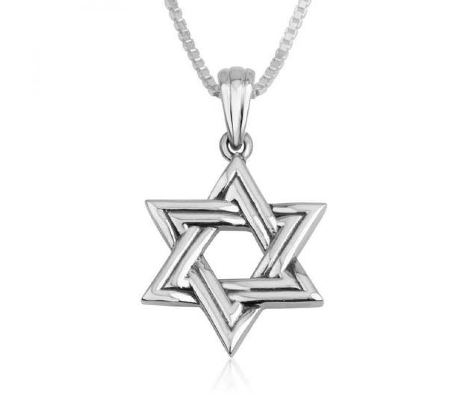 Star of David Pendant Necklace, Double Outline - Sterling Silver