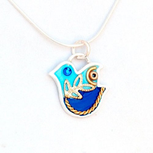 Sterling Silver Blue Dove Necklace - Ester Shahaf