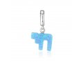 Sterling Silver Charm with Hanging Blue Opal - Chai Hebrew Letters