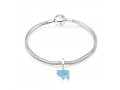 Sterling Silver Charm with Hanging Blue Opal - Chai Hebrew Letters