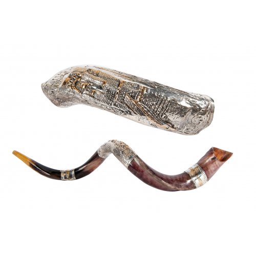 Sterling Silver Decorated Old City of Jerusalem Design Yemenite Shofar