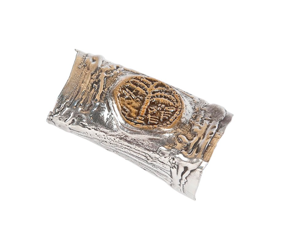 Sterling Silver Decorated Yemenite Shofar - Ancient coin design