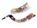 Sterling Silver Decorated Yemenite Shofar - Blue Stone