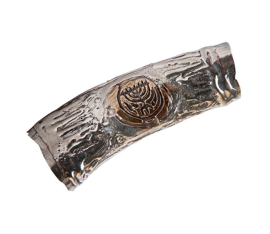 Sterling Silver Decorated Yemenite Shofar - Date Palm Coin