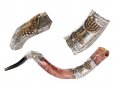 Sterling Silver Decorated Yemenite Shofar - Menorah