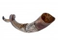 Sterling Silver Decorated Yemenite Shofar - Menorah and Star of David