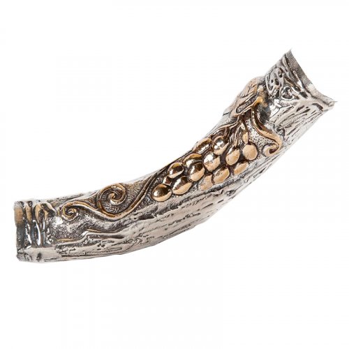 Sterling Silver Decorated Yemenite Shofar - Menorah and Star of David