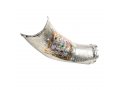 Sterling Silver Decorated Yemenite Shofar -Breastplate, Menorah, Olive Design