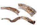 Sterling Silver Decorated Yemenite Shofar -Gold Menorah