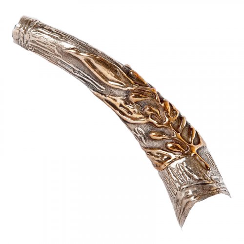 Sterling Silver Decorated Yemenite Shofar -Gold Menorah