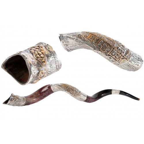 Sterling Silver Decorated Yemenite Shofar -Jerusalem