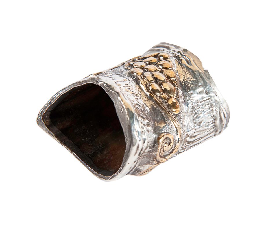 Sterling Silver Decorated Yemenite Shofar -Jerusalem