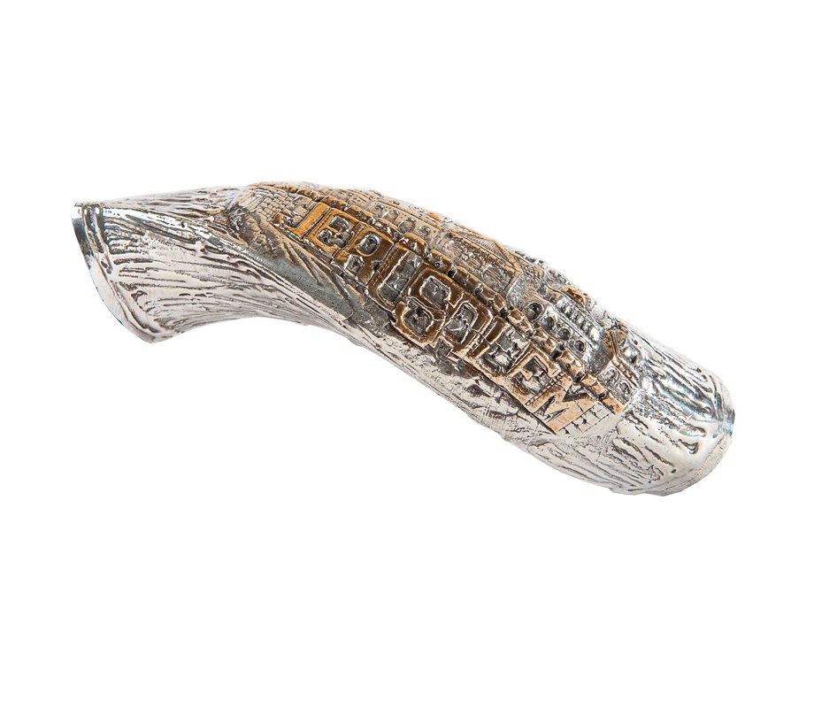 Sterling Silver Decorated Yemenite Shofar -Jerusalem