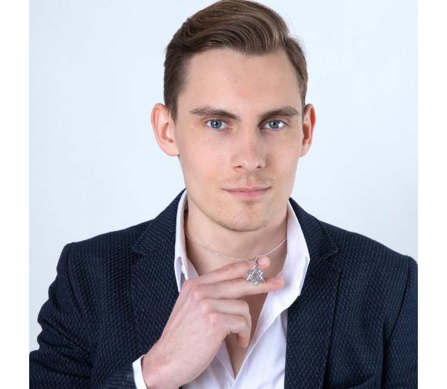 Sterling Silver Double Star of David Pendant Necklace – Smooth and Beaded Design