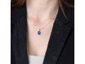 Sterling Silver Hamsa Pendant Necklace  Blue Sapphire with Zircon Protective Eye