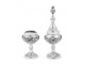 Sterling Silver Havdalah Set with Candle Holder and Spice Box - Swirling Design