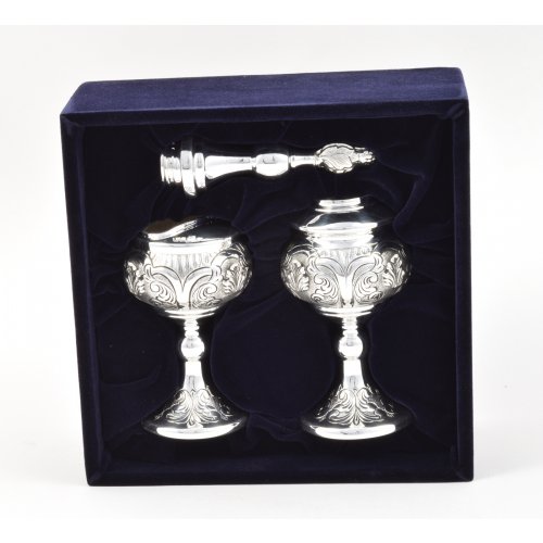 Sterling Silver Havdalah Set with Candle Holder and Spice Box - Swirling Design