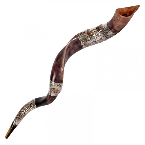 Sterling Silver Jerusalem Design Yemenite Shofar