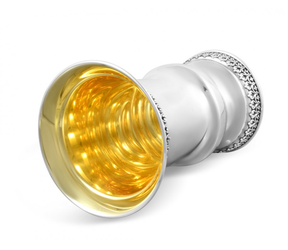 Sterling Silver Kiddush Goblet with Matching Plate - Filigree Loops