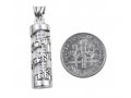 Sterling Silver Mezuzah Pendant Necklace with Spiral Shema Yisrael in Hebrew