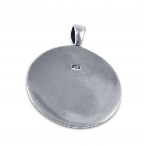 Sterling Silver Necklace Pendant with 72 Heavenly Names and Blue Opal Stone