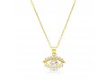 Sterling Silver Necklace Yellow Gold Plated, Zircons - Charm Pendant of Evil Eye