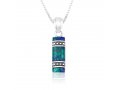 Sterling Silver Pendant Necklace  Eilat Stone with Two Beaded Artwork Stripes
