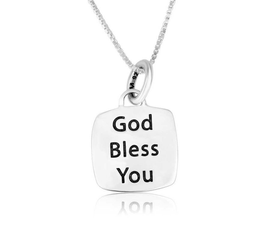 Sterling Silver Pendant Necklace - G-d Bless You