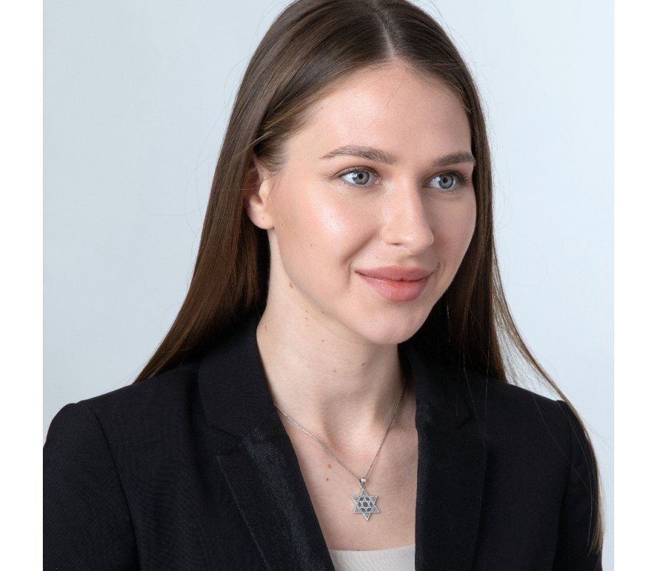 Sterling Silver Pendant Necklace, Star of David One-Within-Another – Beaded Artwork