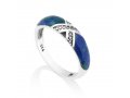 Sterling Silver Ring with Eilat Stone and Two Decorative Crisscross Stripes