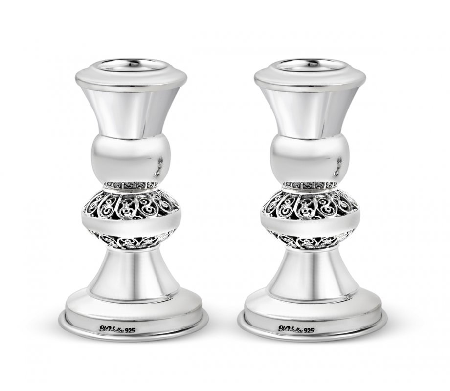 Sterling Silver Shabbat Candlesticks - Mini Size