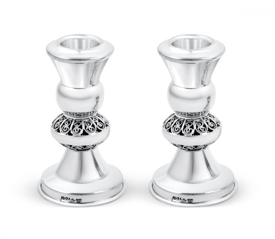 Sterling Silver Shabbat Candlesticks - Mini Size