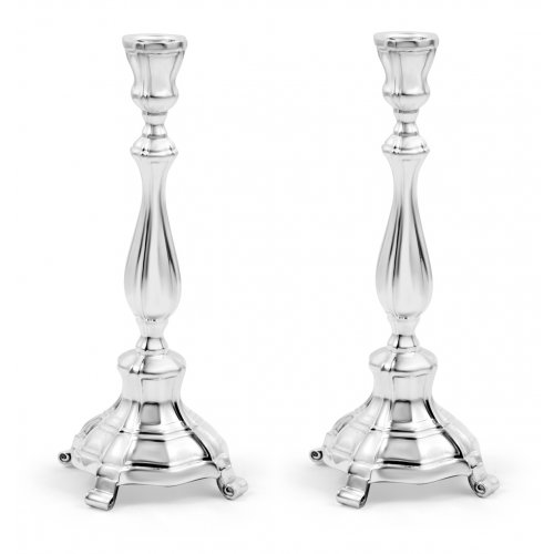 Sterling Silver Shabbat Candlesticks - Smooth Classic Design