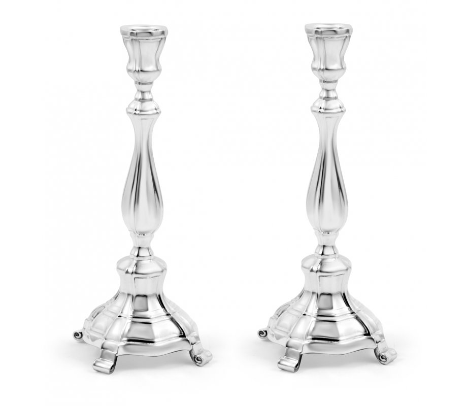 Sterling Silver Shabbat Candlesticks - Smooth Classic Design